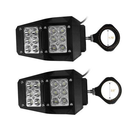 Side Mirrors with LED Spot Lights, 1.75–2 Inch for UTV & SXS