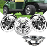 Golf Cart SS Wheel Covers Hub Caps for EZGO Club Car Yamaha - 8 Inch Snap-on Installation Chrome Set of 4