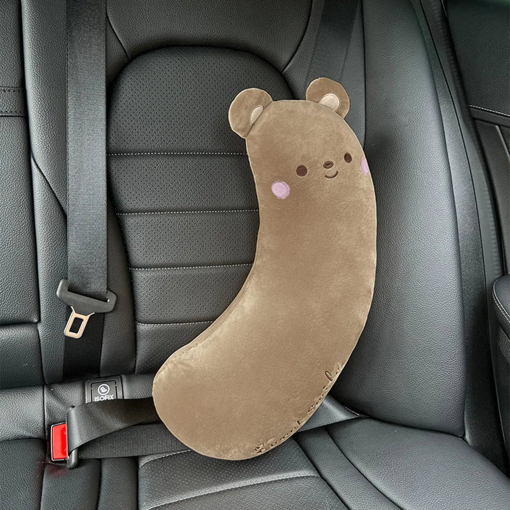 Car Seat Belt Pillow Safety Seatbelt Shoulder Pad Stuffers Cute Toy Cute Neck Cushion Car Accessories Seatbelt Shoulder Protector Sleeping Pillow for Kids Auto Interior Accessories (Brown)