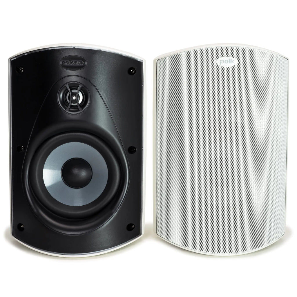 Polk Audio Atrium 5 Outdoor Speakers with Powerful Bass (Pair White) All-Weather Durability Broad Sound Coverage Speed-Lock Mounting System
