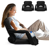 2 Pack Stadium Seats for Bleachers with Upgraded Armrests and Strong Back Support Bleacher Seats with Extra Wide Cushion 6.6LBS Lightweight 6 Reclining Positions Floor Chair for Indoor Outdoor