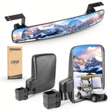 10L0L Golf Cart Mirrors No Drilling 180 Degree Rotation & Foldable-HD Shatterproof Glass Mirrors for Golf Cart Club Car EZGO and Other No Drilling Side Mirror & Rear View Mirror Kit