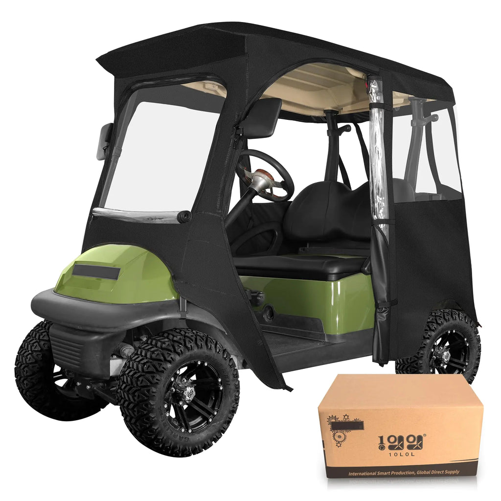 10L0L Golf Cart Driving Enclosure for 2 Passenger Club Car Precedent Onward & Tempo 600D Deluxe Heavy Duty Oxford Cloth Waterproof Windproof Golf Cart Rain Cover (Latest Improved Version)