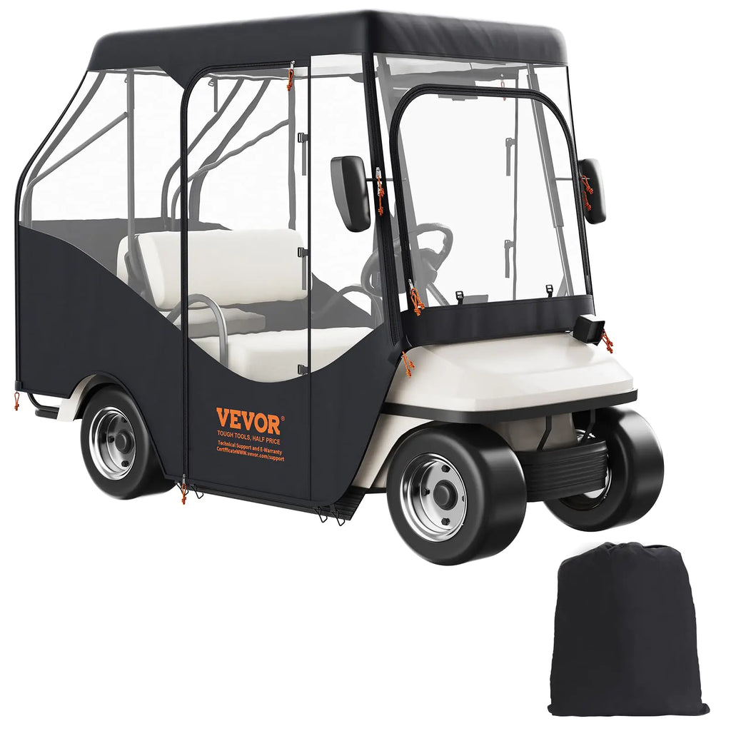 VEVOR Golf Cart Enclosure 420D Polyester Driving Enclosure 4-Sided Transparent Windows 4 Passenger Club Car Covers Universal Most Brand Carts Sunproof Dustproof