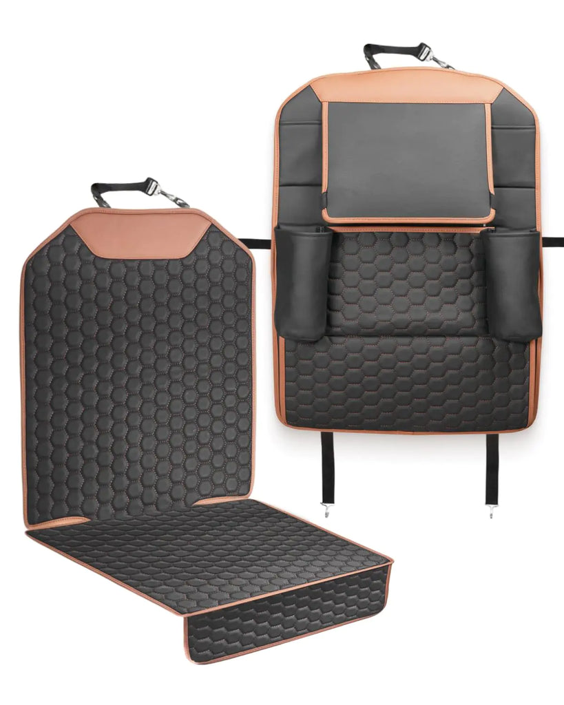 Owleys Set Seat Back Organizer & Car Seat Protector Hexy Waterproof & Non-Slip Car Seat Protector for Child Car Seat Cushion for Leather and Fabric Seats