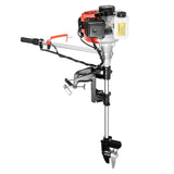 2-stroke Outboard Motor 52cc Single Cylinder Gas Boat Engine 2.3HP Long Shaft Fishing Boat Engine with Air Cooling System for Inflatable Boats Rubber Boats Fishing Boats Yachts Water Sport Tools