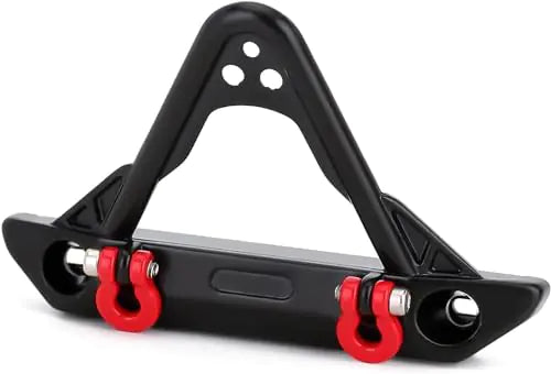 INJORA RC Front Bumper 1/24 Metal Bumper with Lights for RC Crawler Car Axial SCX24 Part AXI00002T2 Wrangler JLU CRC Upgrade Parts（A）