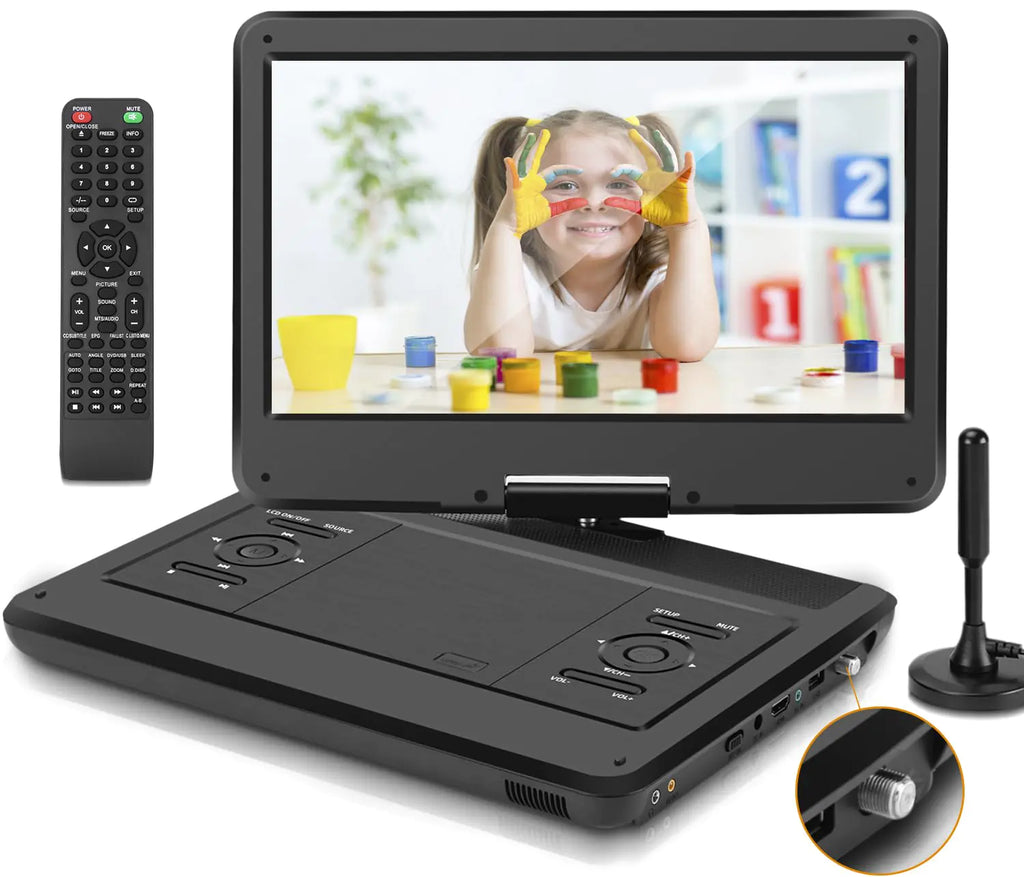Feihe 16.5" Portable TV/DVD Player Combo with 14.0" Large HD Swivel Screen and Digital TV ATSC Tuner/HDMI/USB/AV/Audio Built-in Battery Dual High Volume Stereo Speakers