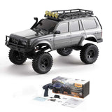 FCX18 FMS RC Crawler Toyota Cruiser LC80-1/18 Offroad Trucks 4X4 RC Rock Crawler with 2.4Ghz Transmission Portal Axles LED Lights 7.4V 900mAh Battery USB Charger for Adults (Grey)