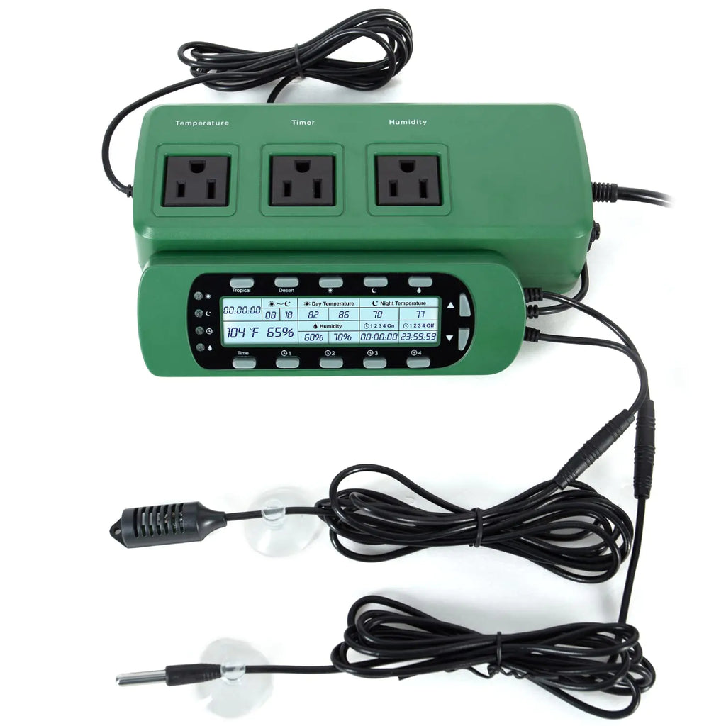 REPTI ZOO Reptile Digital Thermometer Hygrometer Controller for Reptile Tank Water Terrarium Waterproof Reptile Timer with Thermostat Controller Lighting Timer