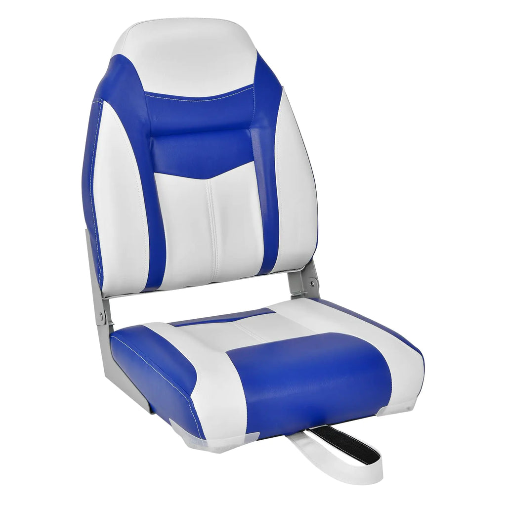 GYMAX Boat Seats Folding High Back Boat Seats with Stainless Steel Screw Included Fold-Down Boat Captain Chairs for Fishing Yachts
