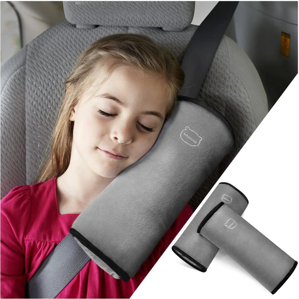 Seatbelt Covers for Kids MIAOKE 2 Pack for All Car Seat Strap Cover Pads SoftComfortable Safety Belt Strap Shoulder Neck Pad Suitable Adults and ChildrenSeat Belt Pillow for Kids/Grey