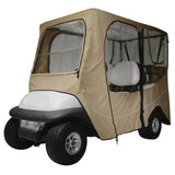 Classic Accessories Fairway Long Roof 4-Person Deluxe Golf Cart Enclosure Light Khaki with Clear Windows