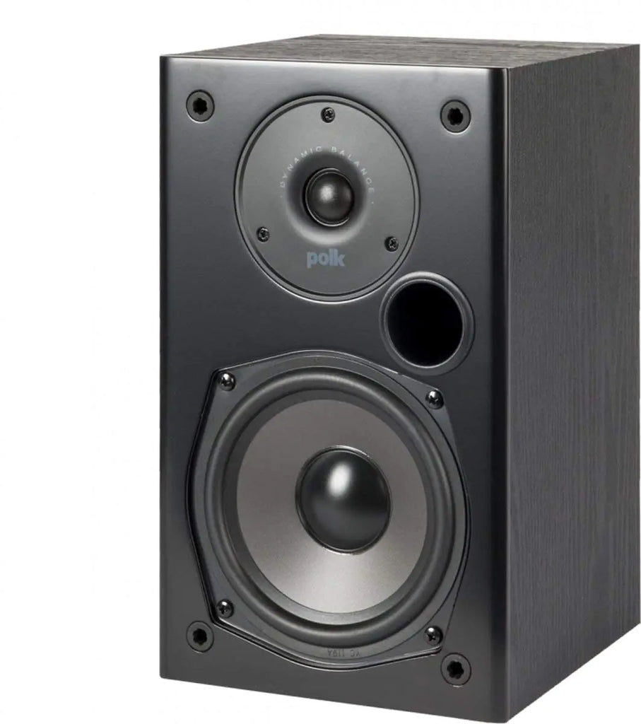 Polk Audio T15 100 Watt Home Theater Bookshelf Speakers – Hi-Res Audio with Deep Bass Response Dolby and DTS Surround Wall-Mountable Pair Black