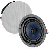 Hiwill Audio 2-Way 8" in-Ceiling Round Speakers (Pair) | Premium Speakers for Indoor/Outdoor Use | Perfect for Bath Kitchen & Covered Porches | Damp/Humid Environment Ready | WhitePaintable Grille