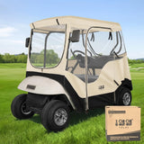 10L0L Golf Cart 2 Passenger Enclosure for EZGO TXT & RXV 4-Sided Clear Window Rain Cover All Weather Waterproof Windproof Beige