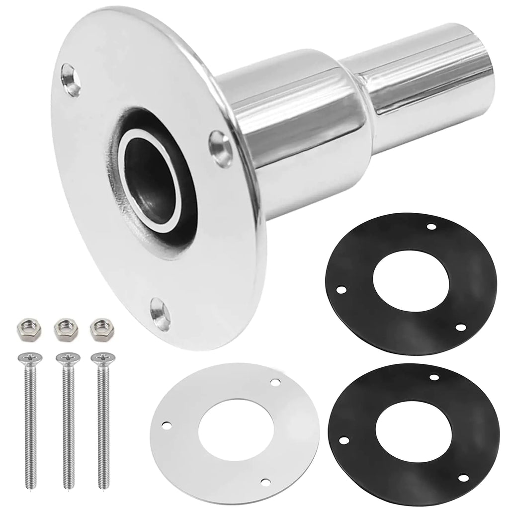 Thru Hull Exhaust Skin Fitting24mm Stainless Steel 316 Thru Hull Exhaust Tube Pipe Socket Hardware with Bolts and Nuts for 24mm for Diesel Parking heaters Boat Marine Car Truck (24mm Straight)