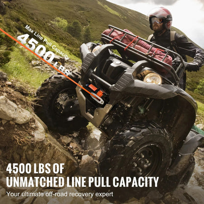 4500 lb Electric Winch with 39 ft Synthetic Rope and Wireless Remote for UTV & SXS – view 2