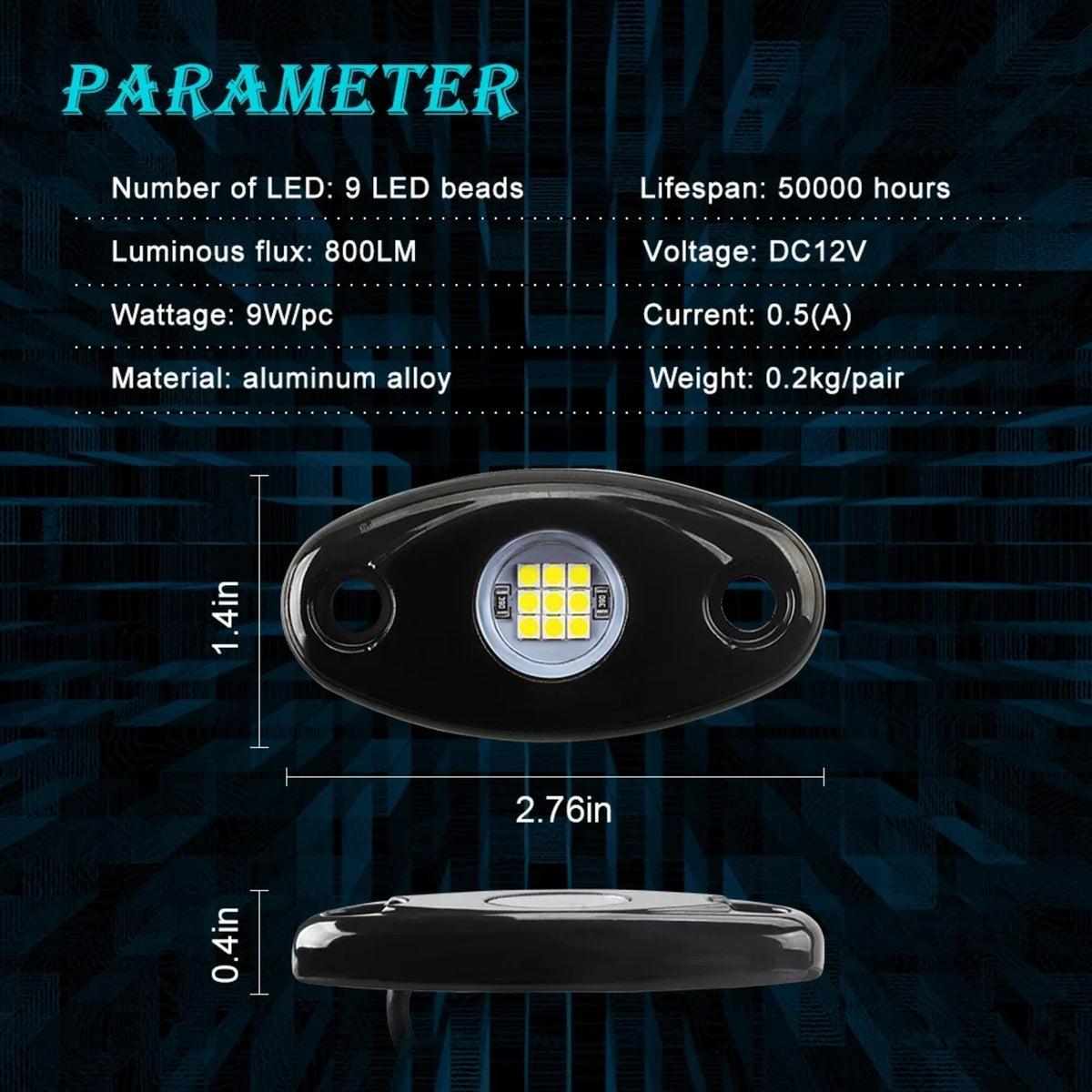 9-LED RGB Rock Light, Underbody Accent Light for UTV & SXS – view 6