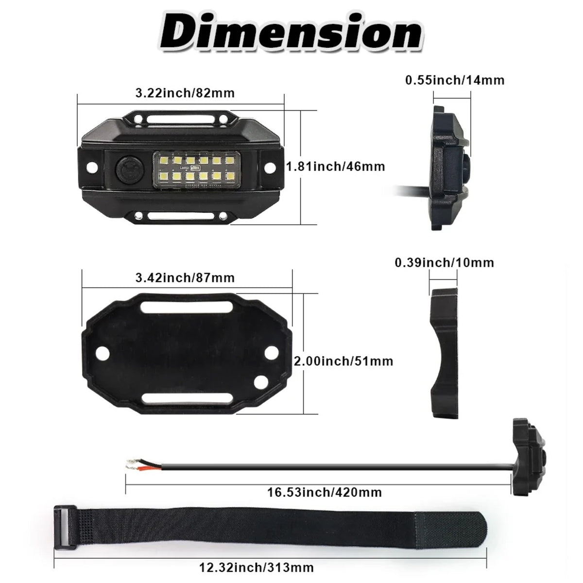 White LED Dome Light with Roll Bar Mount for UTV & SXS – view 4