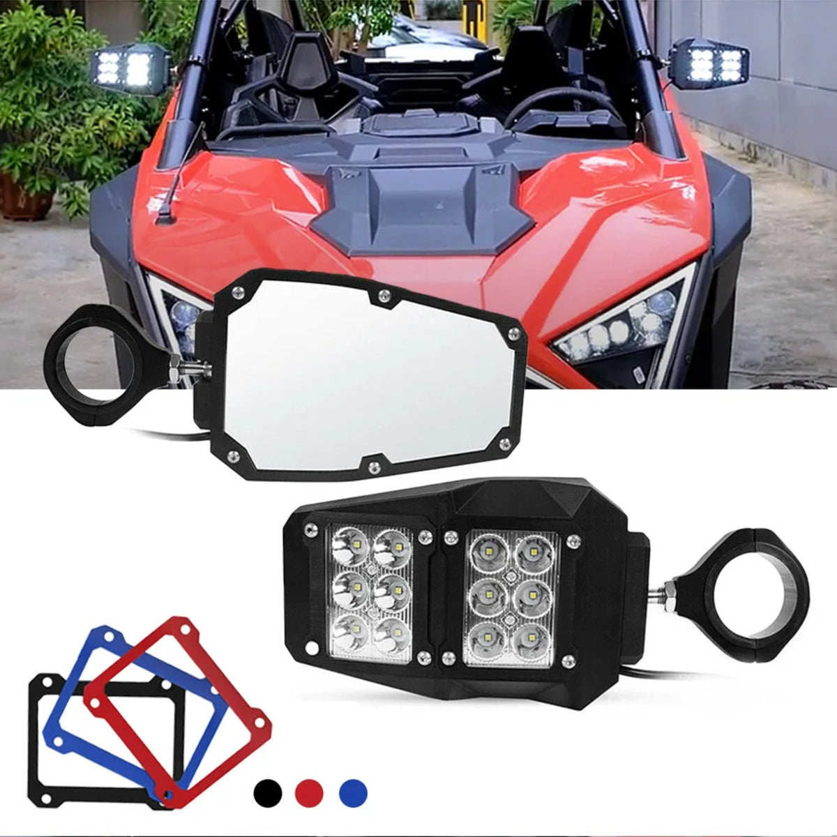 Side and Center Rear View Mirror Set for 1.75 to 2 Inch Roll Bars – view 4
