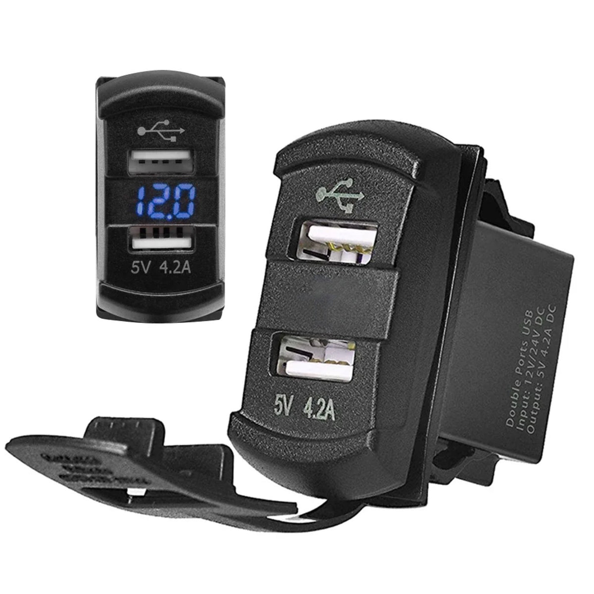 Dual USB Charger Switch, 5V 4.2A with LED for UTV & SXS – view 3