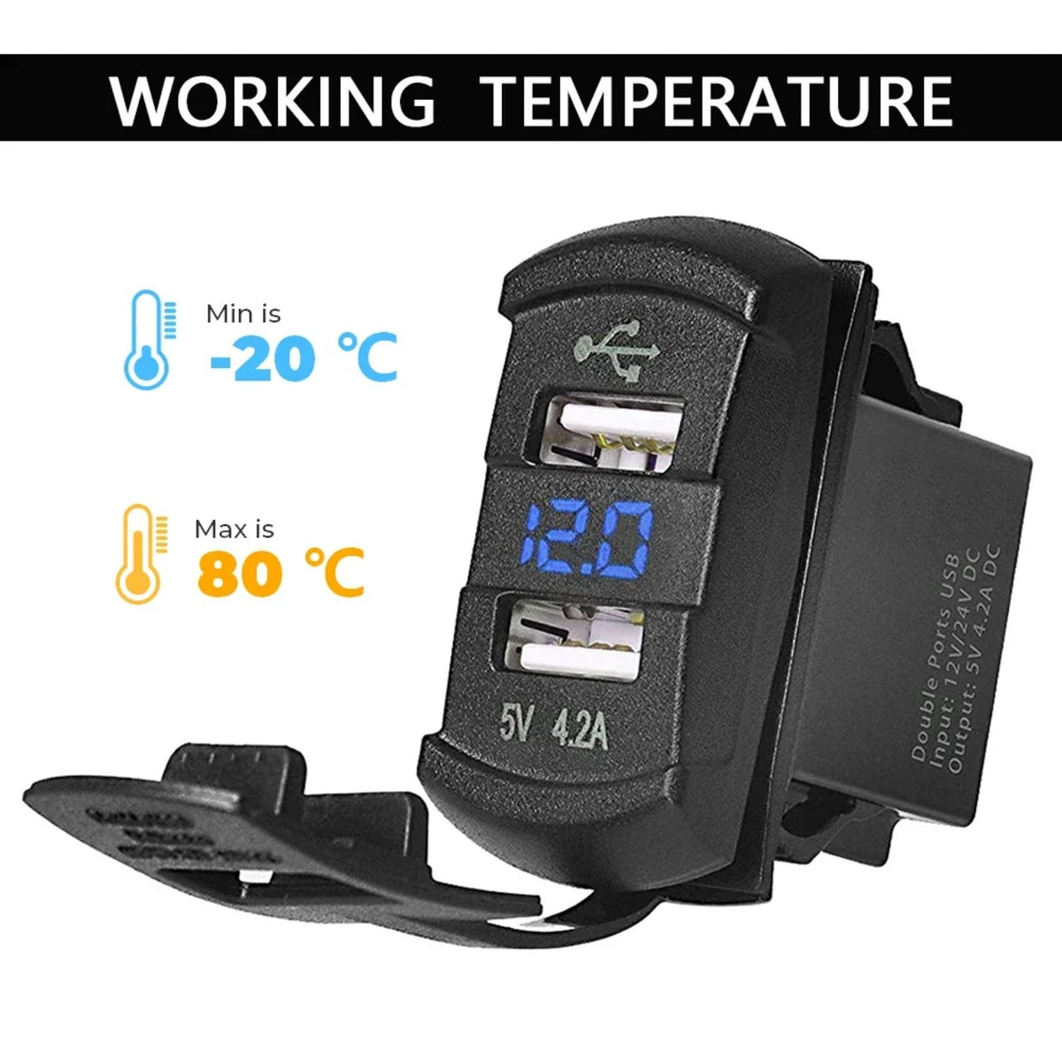 Dual USB Charger Switch, 5V 4.2A with LED for UTV & SXS – view 5