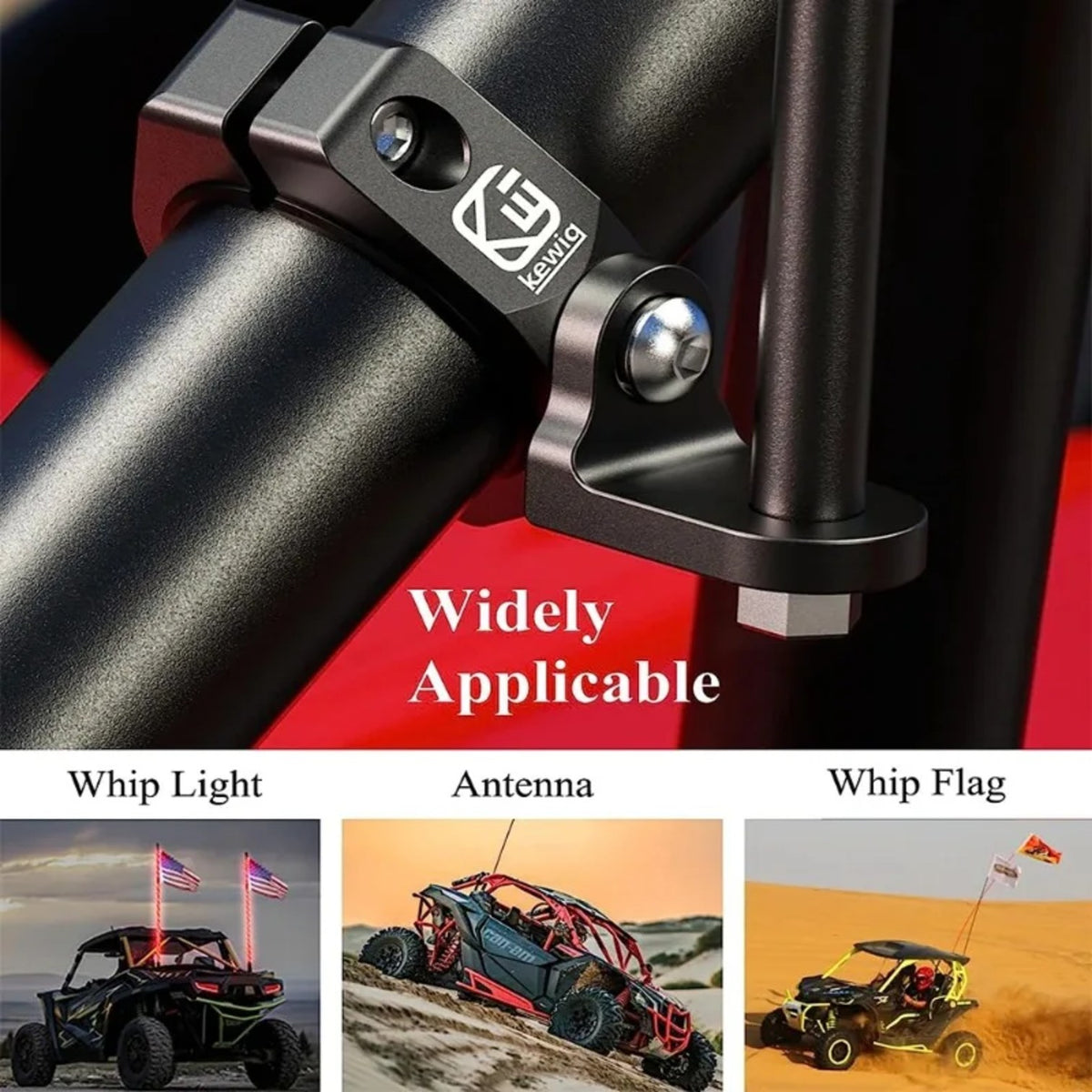 Heavy-Duty Aluminum Roll Bar Clamp for Whip Lights & Flags for UTV & SXS – view 5