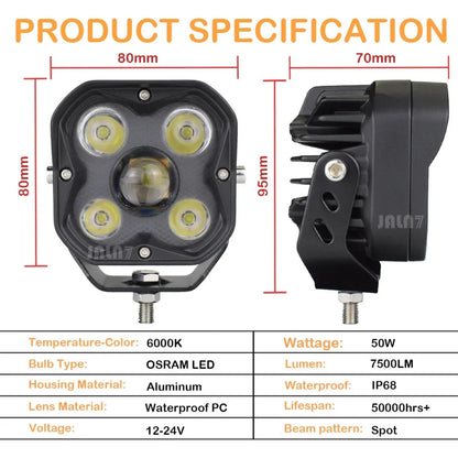 3-Inch 50W LED Cube Pod Lights, Spot Beam for UTV & SXS – view 3