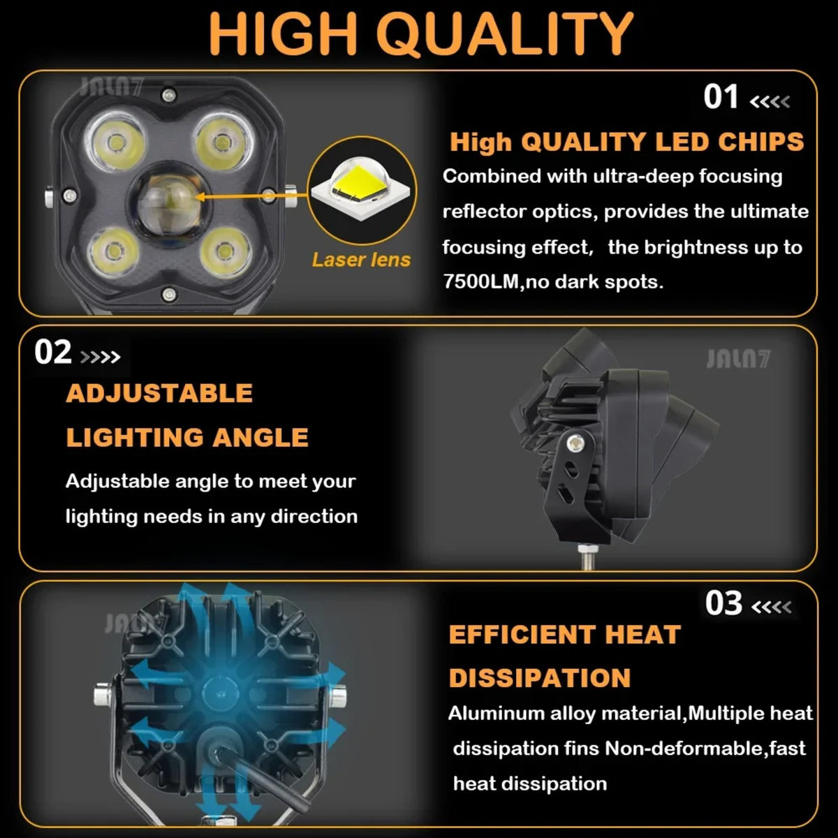 3-Inch 50W LED Cube Pod Lights, Spot Beam for UTV & SXS – view 7