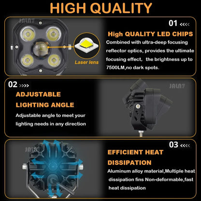 3-Inch 50W LED Cube Pod Lights, Spot Beam for UTV & SXS – view 7