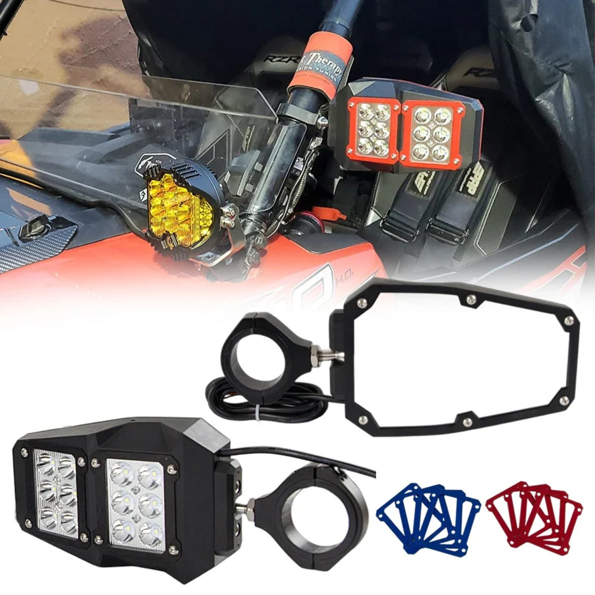 LED-Lit Side Mirrors for 1.75–2 in Roll Bars for UTV & SXS – view 2
