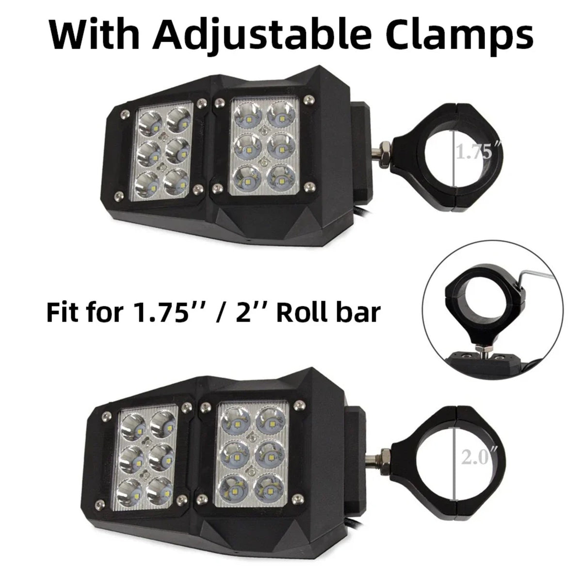 LED-Lit Side Mirrors for 1.75–2 in Roll Bars for UTV & SXS – view 6