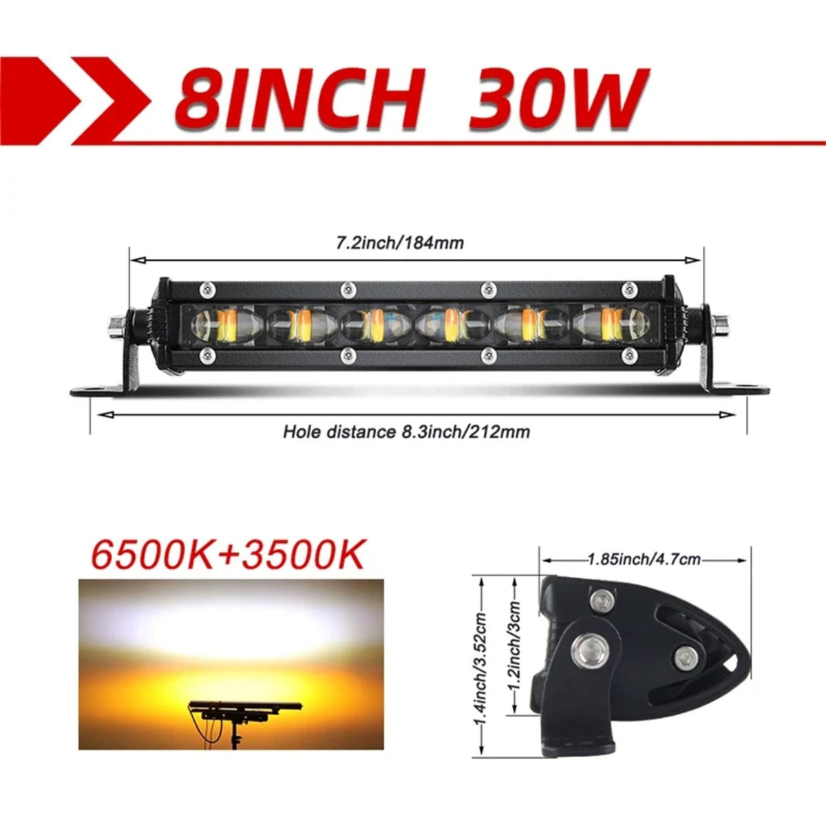 8-Inch Dual-Color Strobe LED Light Bar for UTV & SXS – view 8