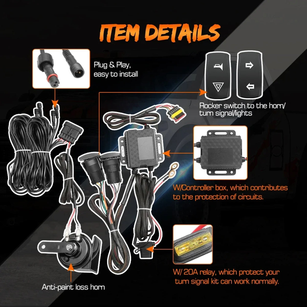 Pre-Wired Turn Signal Kit with Rocker Switch for Polaris Ranger XP 1000 – view 4