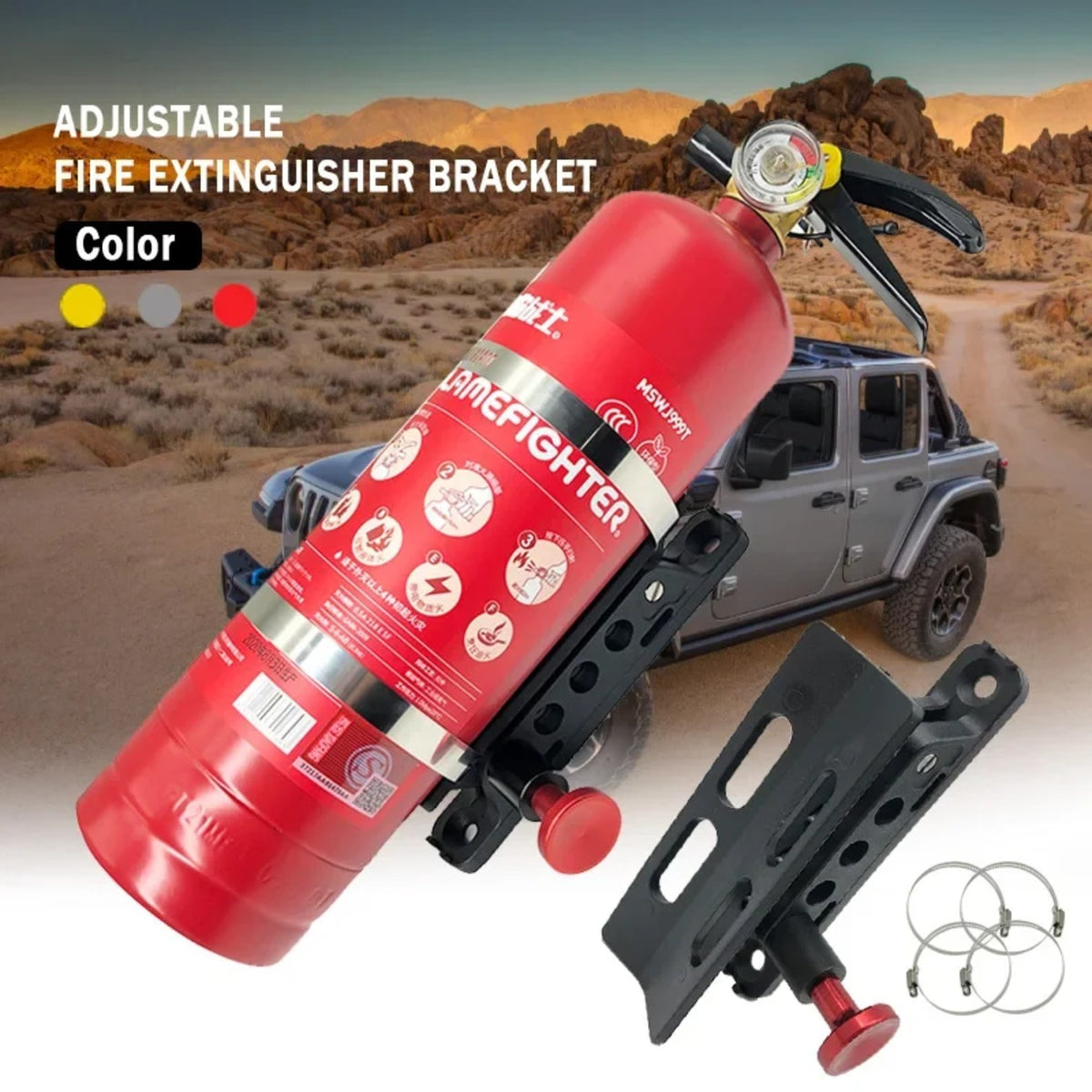 Adjustable Roll Bar Fire Extinguisher Mount for UTV & SXS – view 2