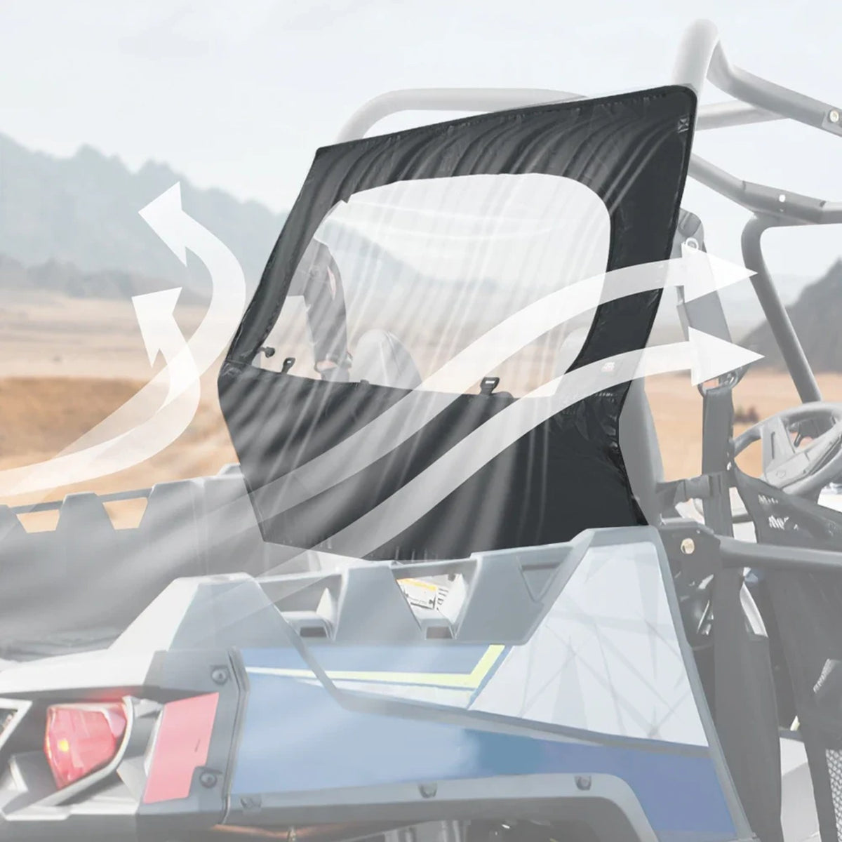2-in-1 Soft Rear Windshield with Zipper Window for Polaris RZR 570 & 900 – view 2