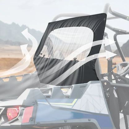 2-in-1 Soft Rear Windshield with Zipper Window for Polaris RZR 570 & 900 – view 2