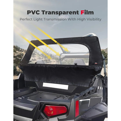 2-in-1 Soft Rear Windshield with Zipper Window for Polaris RZR 570 & 900 – view 3