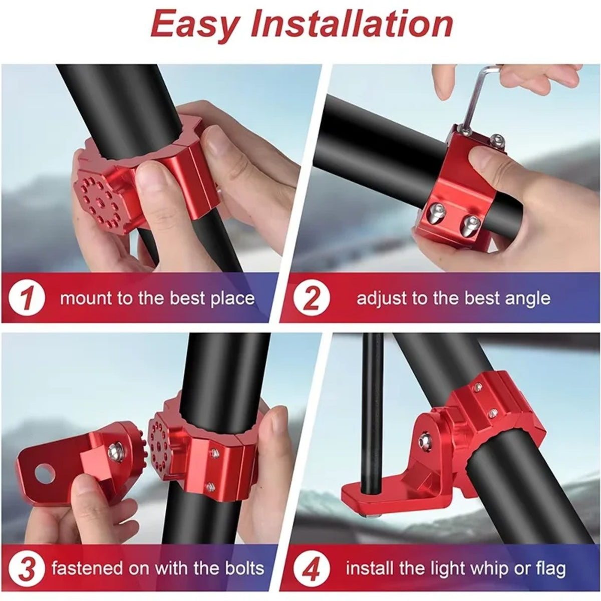 Roll Bar Whip Light & Pod Mounting Kit for 1.75–2 in Bars – view 4