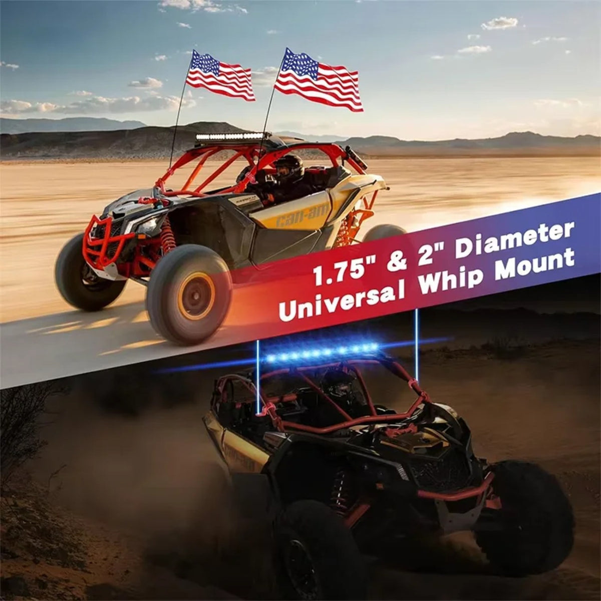 Roll Bar Whip Light & Pod Mounting Kit for 1.75–2 in Bars – view 5