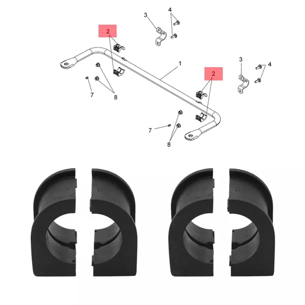 Rear Stabilizer Bar Bushings (4-Pack) for Polaris Ranger – view 2