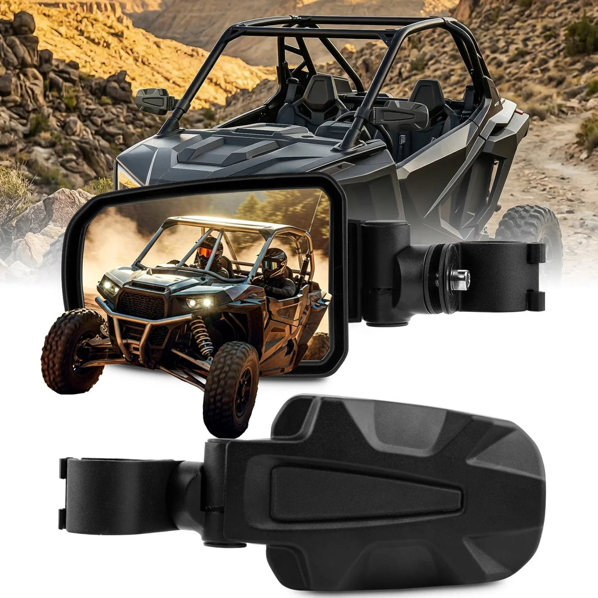 1.75-Inch Side Mirrors (Pair) for Polaris RZR, Honda Pioneer & Yamaha YXZ – view 2
