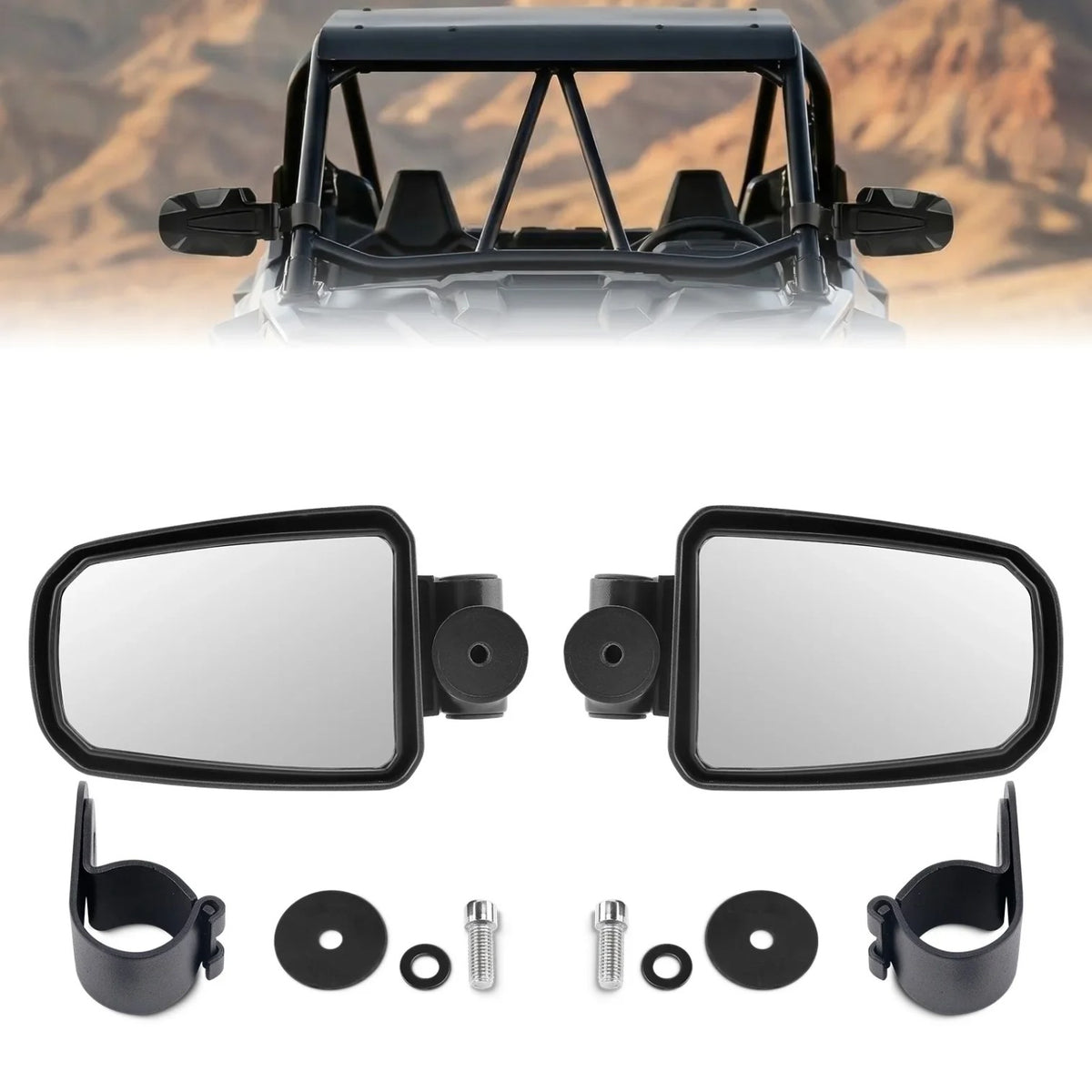 1.75-Inch Side Mirrors (Pair) for Polaris RZR, Honda Pioneer & Yamaha YXZ – view 3