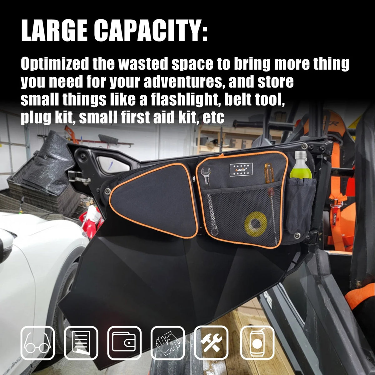 Front Door Storage Bags with Knee Pads for Polaris RZR XP 1000, 900 & XP Turbo – view 6