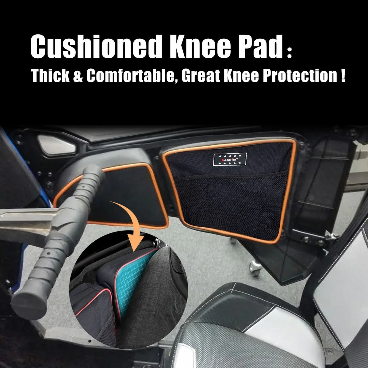 Front Door Storage Bags with Knee Pads for Polaris RZR XP 1000, 900 & XP Turbo – view 7