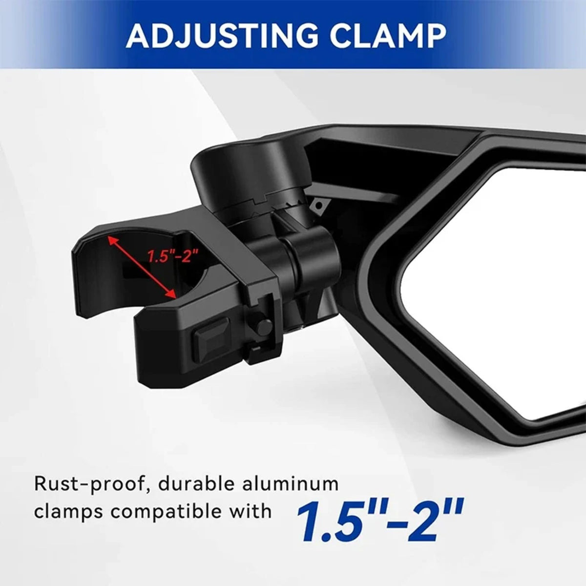 Adjustable Side Mirrors for 1.5–2 in Roll Bars for UTV & SXS – view 2