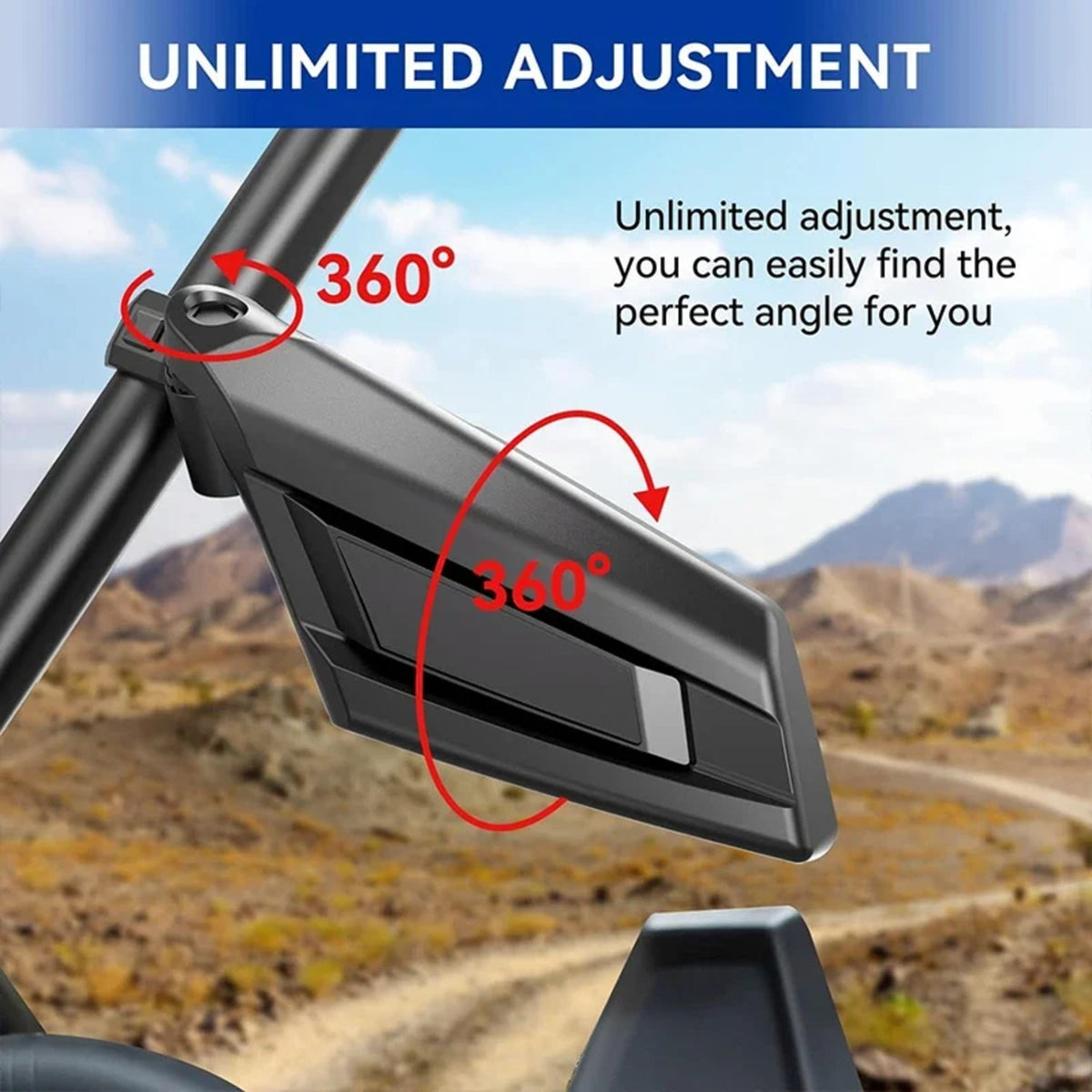 Adjustable Side Mirrors for 1.5–2 in Roll Bars for UTV & SXS – view 4