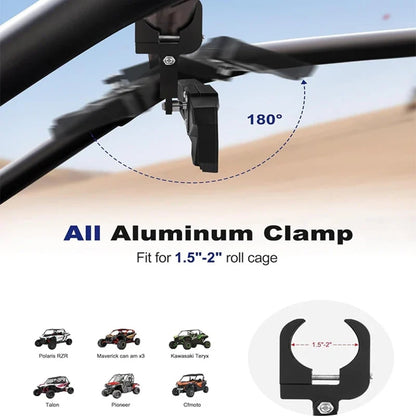 HD Center Mirror with Aluminum Clamp for 1.5–2 in Roll Cages – view 3