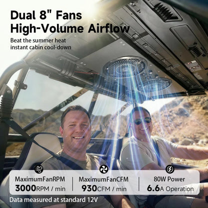 Dual 8-Inch Aluminum Cab Cooling Fans for Polaris Ranger, Can-Am Defender & CFMOTO UForce – view 2